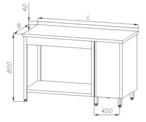 Stół roboczy nierdzewny z szafką (szer. 60 cm) E-1075
