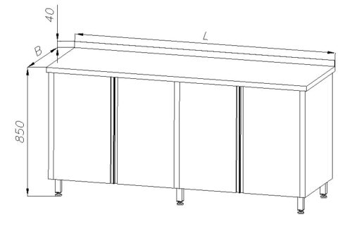 Stół roboczy nierdzewny z szafką (szer. 60 cm) E-1110