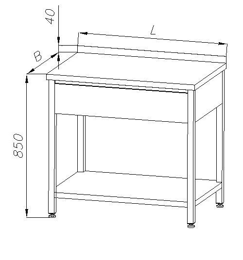 Stół roboczy nierdzewny z szufladą i półką dolną (szer. 60 cm) E-1135